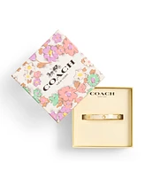 Coach Signature Faux Stone Tea Rose Enamel Bangle Boxed Bracelet
