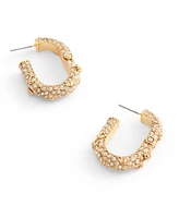 Coach Signature Faux Stone Pave Floral Hoop Earrings