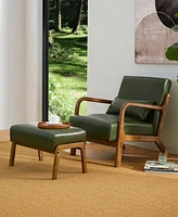Glitzhome 2-Pc. Leatherette Mid-century Modern Hunter Accent Stool and Chair