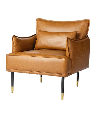 Glitzhome 32" Leatherette Mid-Century Modern Armchair