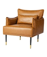 Glitzhome 32" Leatherette Mid-Century Modern Armchair
