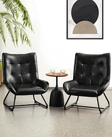 Glitzhome 35.75" Leatherette Mid-Century Modern Wingback Accent Chair