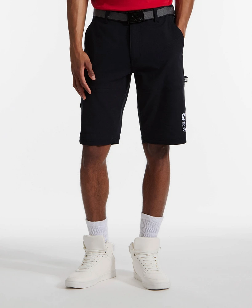 Ecko Unltd Men's Keep Tabs On Belted Cargo Shorts