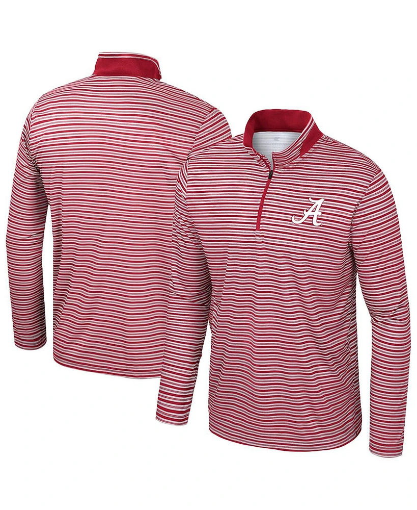 Colosseum Men's Crimson Alabama Tide Striped Quarter-Zip Top