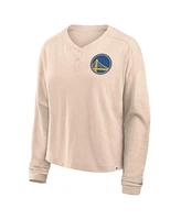 Fanatics Women's Natural Golden State Warriors Boxed Out Drop Fashion Long Sleeve T-Shirt
