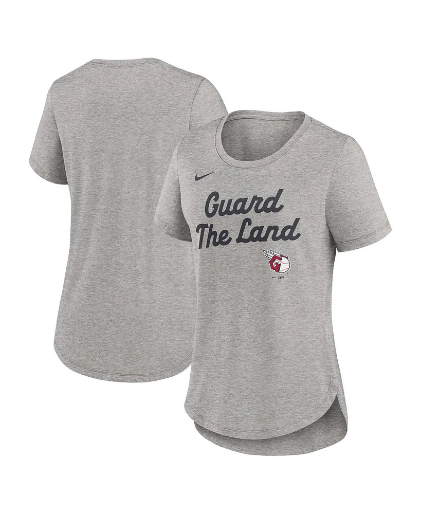 Nike Women's Heather Gray Cleveland Guardians Script Tri-Blend T-Shirt
