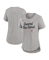 Nike Women's Heather Gray Cleveland Guardians Script Tri-Blend T-Shirt