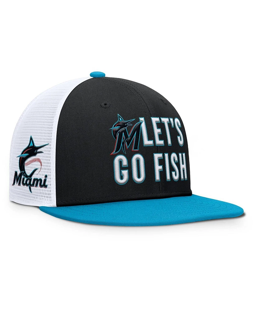 Nike Men's Black/Light Blue Miami Marlins Pro Performance Trucker Snapback Hat