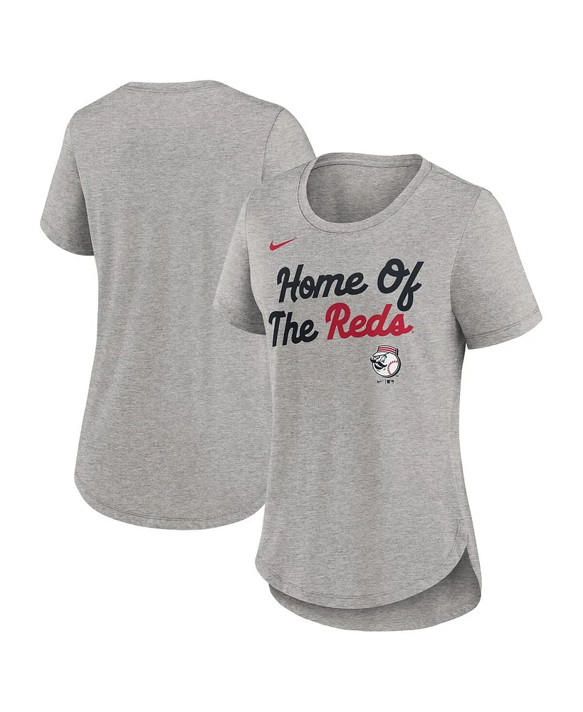 Nike Women's Heather Gray Cincinnati Reds Script Tri-Blend T-Shirt