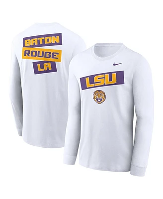 Nike Men's White Lsu Tigers Two-Hit Classic Location Long Sleeve T-Shirt