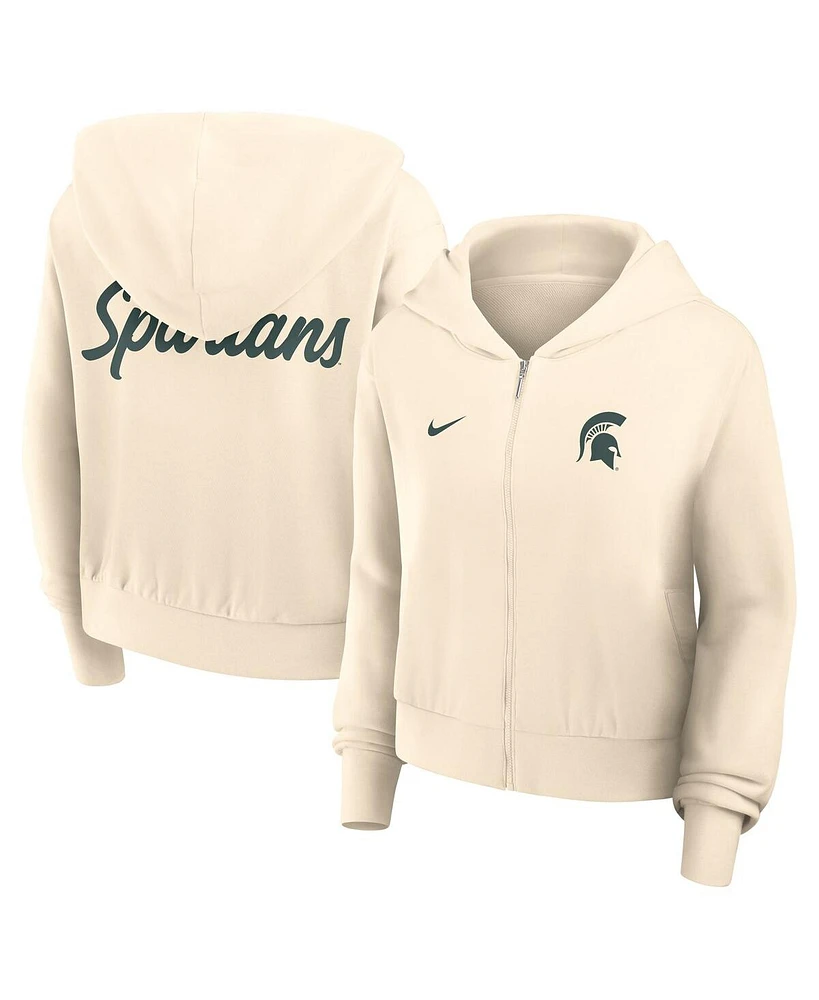 Nike Women's Cream Michigan State Spartans Chill Midi Full-Zip Hoodie