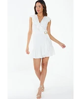 Quiz Women's Scuba Crepe Frill Detail Wrap Dress
