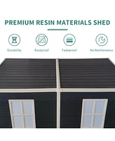Mondawe 8x4ft Outdoor Storage Shed with Floor and 2 Windows