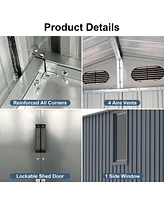 Mondawe 8x10ft Outdoor Storage Shed, Large Metal Tool Sheds with Window and Lockable Doors