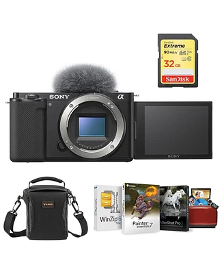 Sony Zv-E10 Mirrorless Camera, Black Bundle with, Corel Mac Photo Editing Software Suite, 32GB Sd Card, Shoulder Bag