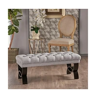 Tufted Ottoman Bench with Diamond Stitching and Elegant Half-Circle Legs for Classic Modern Interiors-The Pop Home
