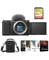 Sony Zv-E10 Mirrorless Camera, Black Bundle with Corel Pc Photo & Video Editing Software Suite, 32GB Sd Card, Shoulder Bag