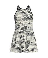 Lands' End Women's Tugless High Neck Swim Dress Swimsuit