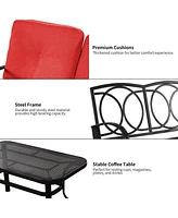 Gymax 2PCS Patio Loveseat & Table Set Cushioned Outdoor Furniture Set Yard Garden