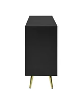 Stylish Sideboard with Wave Geometric Design, Conical Legs, Adjustable, Suitable for Study, Entryway and Living Room