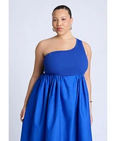 Eloquii Plus Sweater Bodice Poplin Dress