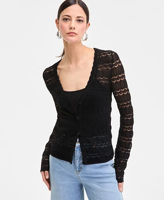 I.n.c. International Concepts Women's Pointelle Cardigan Sweater, Exclusively at Macy's