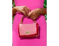 Airmail Mini Crochet Handbag In Pink & Red