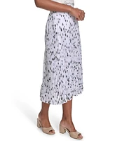 Calvin Klein Women's Printed Pleated Pull-On Midi Skirt