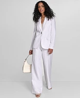 Calvin Klein Women's Pinstriped One-Button Blazer