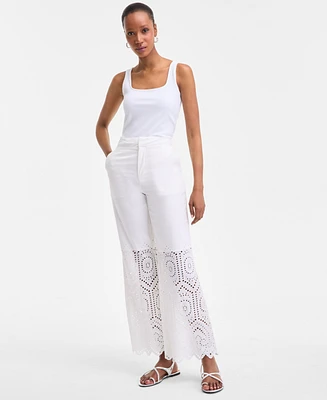 I.n.c. International Concepts Women's Cotton Eyelet Pants, Exclusively at Macy's