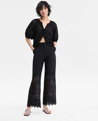 I.n.c. International Concepts Women's Cotton Eyelet Pants, Exclusively at Macy's