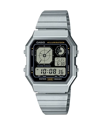 Casio Men's Vintage Digital Stainless Steel Bracelet Watch 34mm