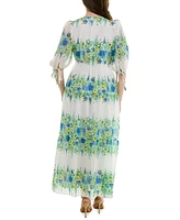 Taylor Plus Floral-Print Chiffon A-Line Midi Dress