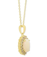 18" Opal (1-1/2 ct. t.w.) and White Topaz (5/8 ct. t.w.) Pendant Necklace in 18k Gold-Plated Sterling Silver