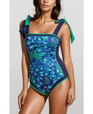 Jessie Zhao New York Women's Green Wonderland Reversible One-Piece Swimsuit