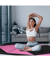 4-Panel Pu Leather Folding Exercise Gym Mat with Hook and Loop Fasteners