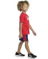 adidas Toddler & Little Boys Short-Sleeve Graphic T-Shirt Stripe Shorts, 2 Piece Set