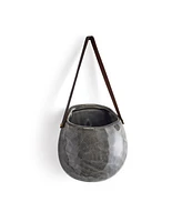 3.5" x 7" Small Decorative Rustic Wall Planter Pot w/ Leather Strap
