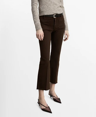 Mango Women's Flared Cropped Jeans