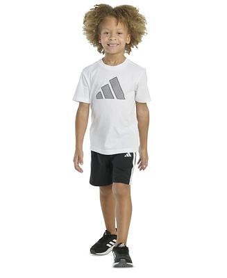 adidas Toddler & Little Boys Short-Sleeve T-Shirt Woven Shorts, 2 Piece Set