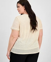 Anne Klein Plus Sequin Mesh Banded Blouse