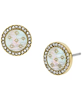 Fossil Mother-of-Pearl Gold-Tone Stainless Steel Stud Earrings