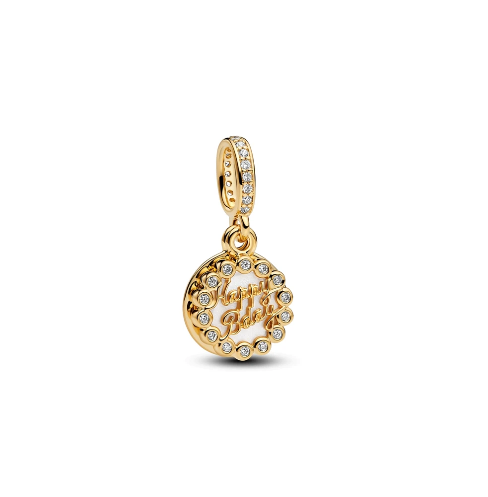 Pandora 14K Gold-Plated Happy Birthday Cake Dangle Charms