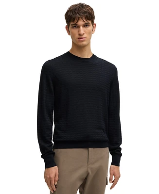 Boss by Hugo Men's Silk Regular-Fit Knit Structure Sweater