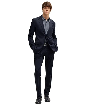 Boss by Hugo Men's Patterned Performance Stretch Slim-Fit Suit