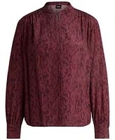 Boss by Hugo Boss Women's Snake-Print Silk Regular-Fit Blouse
