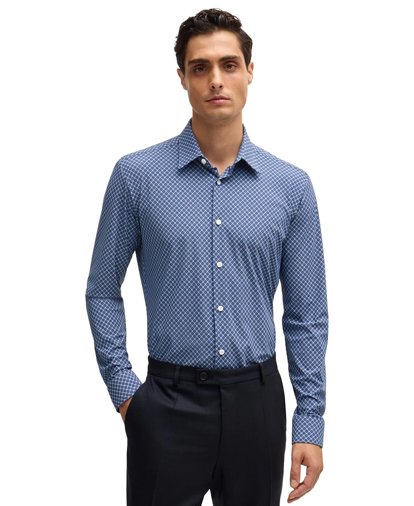Boss by Hugo Boss Men's Slim-Fit Printed Performance Dress Shirt