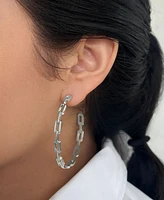 Adornia Silver Link Hoop Earrings