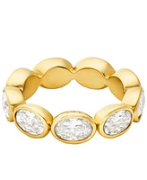 Michael Kors 14K Gold-Plated Brass Oval Stone Tennis Ring