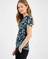 Ak Anne Klein Women's Printed Tulip-Sleeve Top